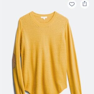 Yellow Knit Sweater with Elbow Patches